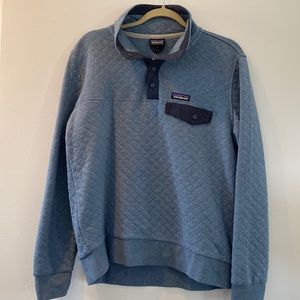 Patagonia Women's Drifter Grey with Woolly Blue Cotton Quilt Snap-T Pullover